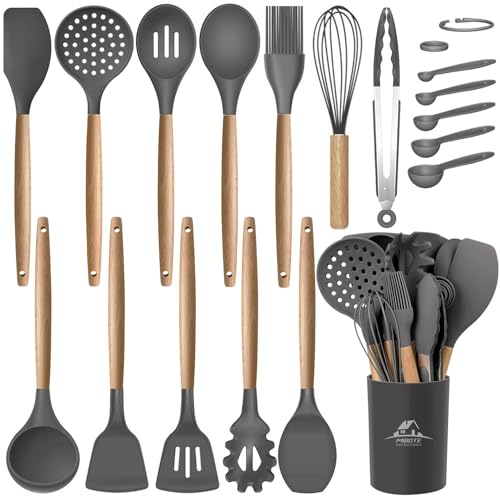 Silicone Cooking Kitchen Utensils Set (Gray)