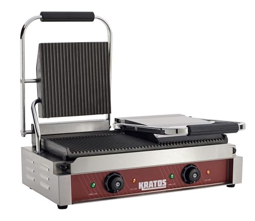 Commercial Electric Panini Sandwich Grill with Grooved Plates (Large w/ Grooved Plates)