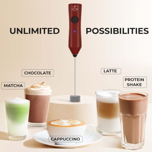 Rechargeable Milk Frother Handheld (Zulay Dynamic Black & Red / Rechargeable Z1 Motor Max)