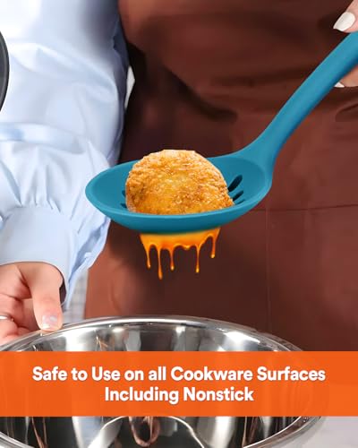 Silicone Kitchen Ladle Strainer (Blue)
