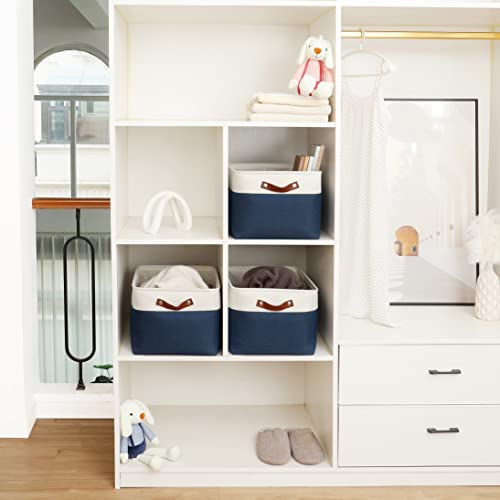 16x12.5in Storage Baskets (Navy Blue / Off-White / Extra Large - 3pc)