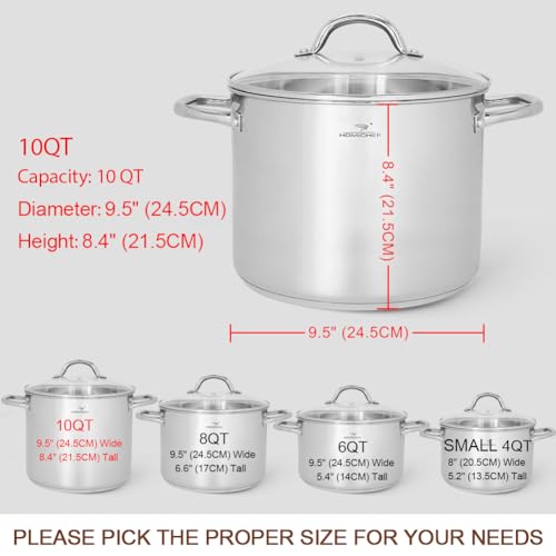 10 Quart Stock Pot With Glass Lid (Shiny Silver - Mirror Polished Stainless Steel / 10 Quarts)