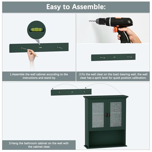Bathroom Cabinet Wall Mount (Forest Green)