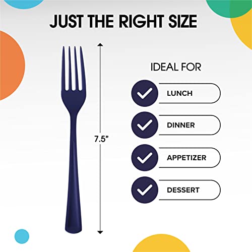 Navy Plastic Forks 200 Pieces Navy Forks Disposable Utensils Heavy Duty Plastic Cutlery Set Disposable Cutlery Sets Flatware Sets Silverware Set Party Supplies & Party Tableware (Navy / Forks)