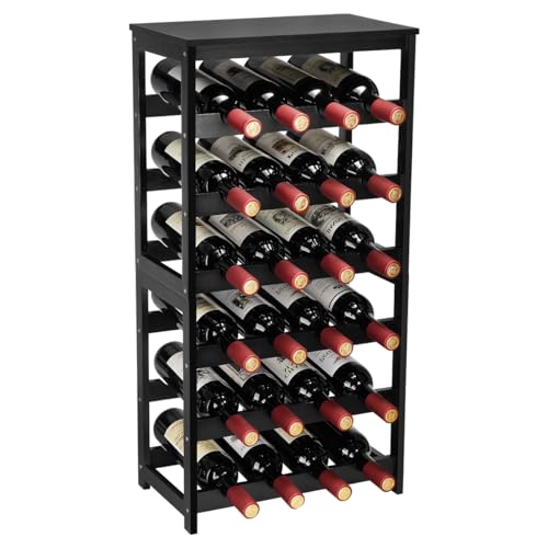 Wine Rack 24 Botttle Freestanding Floor (6 Tier Black)
