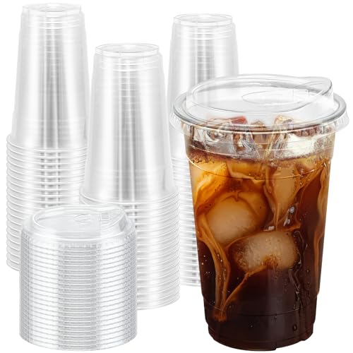 50 Pack 20 oz Clear Plastic Cups with Sip Lids (20oz 50Pack)