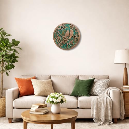 Handmade Wall Hanging Patina Art (Love of Birds / 17.7 inch)