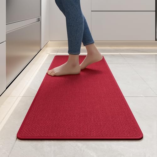 Kitchen Rugs Kitchen Mats for Floor Non Slip Washable Red 17"x47"