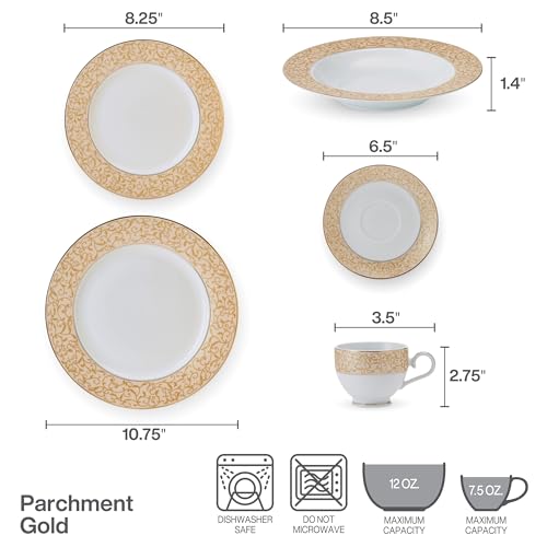 Parchment Gold 40 Piece Dinnerware Set (40-Piece / Parchment Gold)