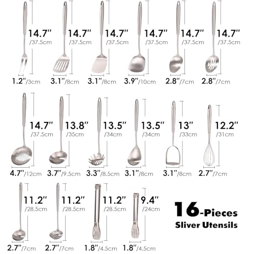 18 10 Stainless Steel Cooking Utensils Set (16-Pieces)