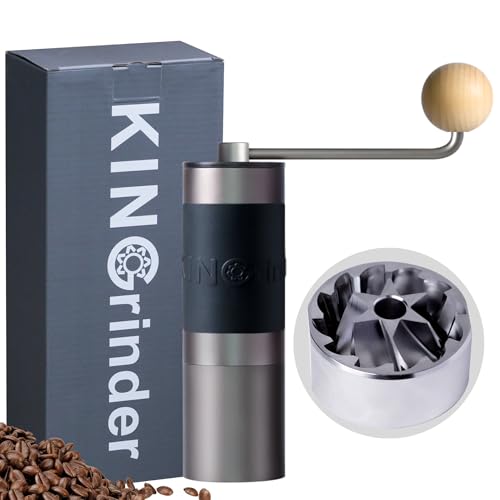 Gray】KINGrinder K1 Manual Coffee Grinder Straight Handle Stainless Burr (Iron Gray)