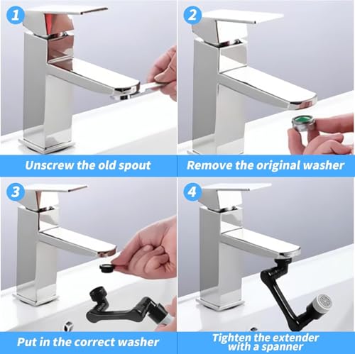 1440° Swivel Faucet Extender (Brass - 1 Pack - 2 Mode / 1080-2Mode)