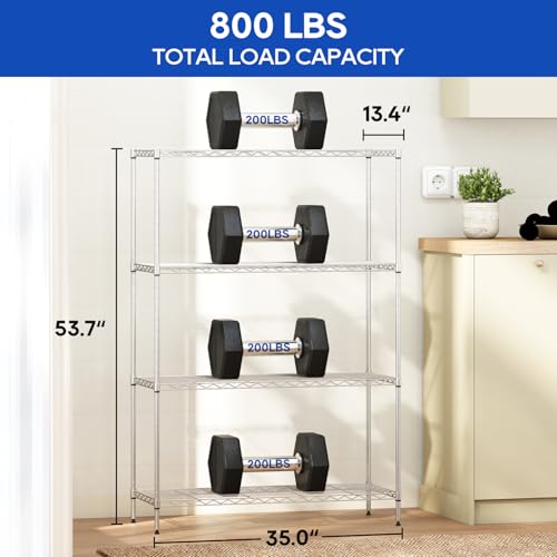 4 Tier Wire Shelf (Chrome / 35×13×53)