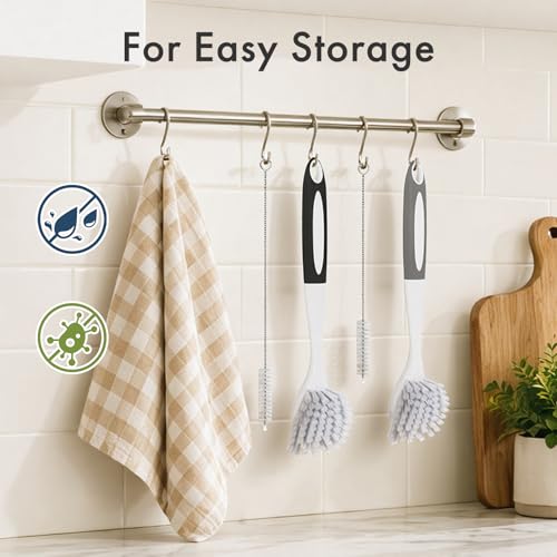 Dish Brush with Handle (Gray+black / 4 Pack)