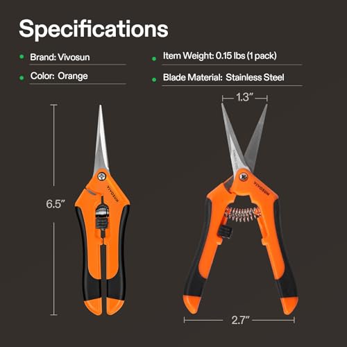 6.5 Inch Garden Scissors (Orange Straight Blade / Orange)