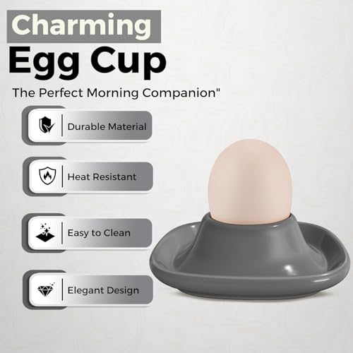 Soft Boiled Egg Cups (4 Pack / Square Style, Gray)