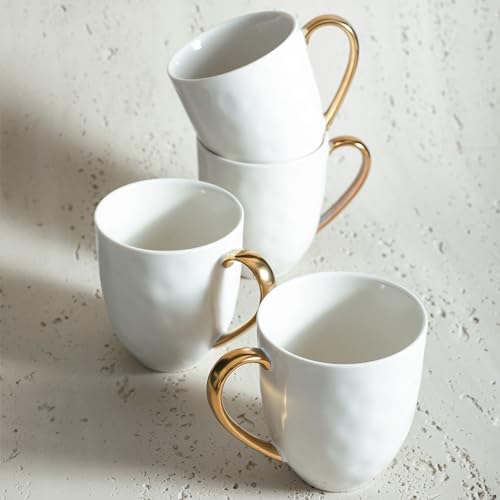 Florian Modern Porcelain Dish Set (32-Pieces Service for 8 / White with Gold Rim)