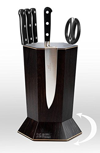 Black) ROTATING magnetic knife block - capacity for 12+ knives -handmade in Washington (Black)