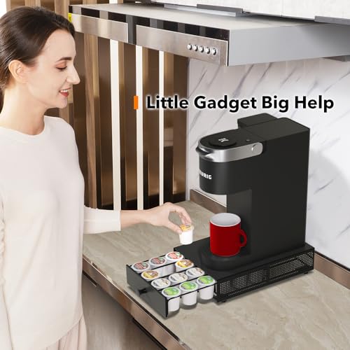 K Cup Organization Storage Drawer Maker K Cup Holder Coffee Pod Organizer Stand Tray Counter Rack Countertop Maker Stand Capsules Compatible with Keurig Accessories Holds 24 Pods (24 Pod Capacity)