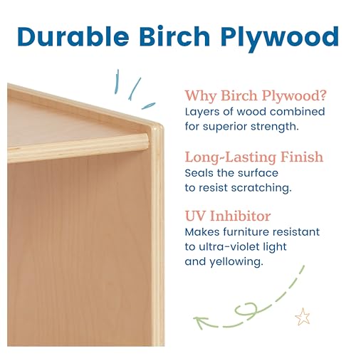 3 Shelf Floor Book Display with Handles and Storage (Natural)