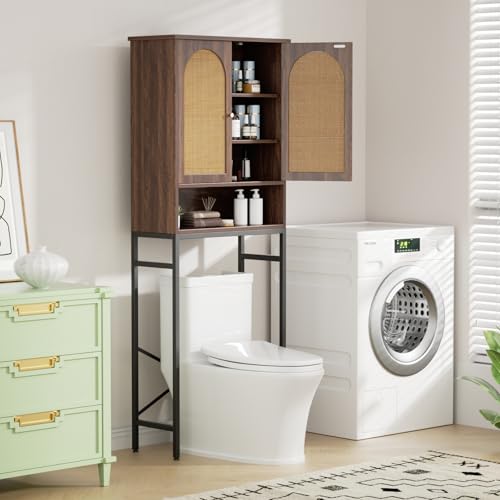 Rattan Toilet Storage Cabinet (Brown)