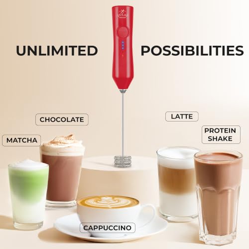Rechargeable Milk Frother Handheld (ZK Dynamic Tornado Red / Rechargeable Z1 Motor Max)