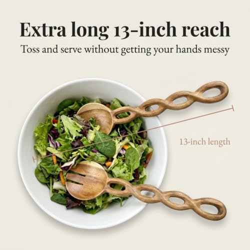 13 Inch Acacia Wood Salad Servers (Acacia Wood)