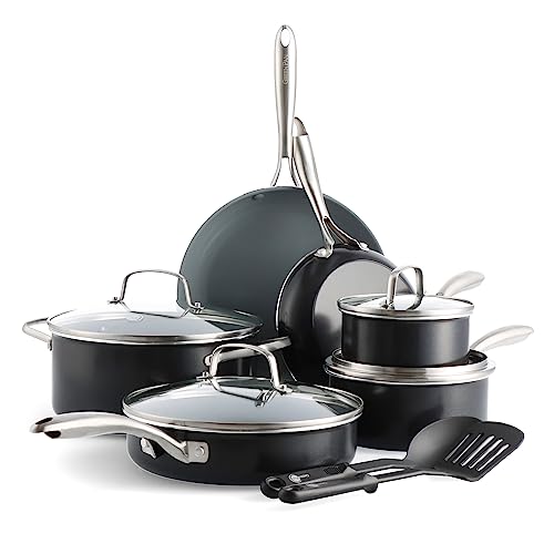 12 Piece Nonstick Swift Cookware Set (12pc Pots & Pans Set / Gray)