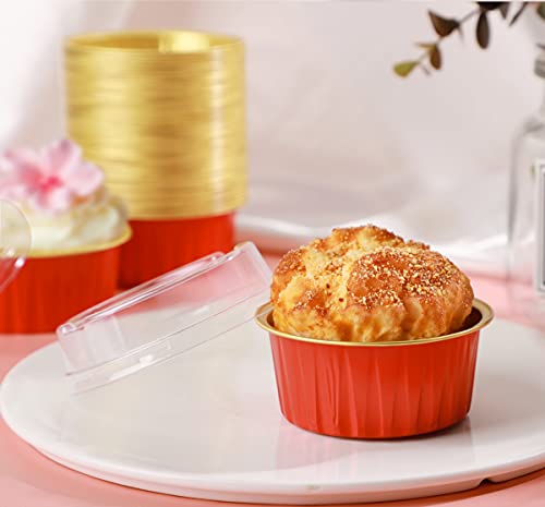Dessert Cups with Lids (Red&Gold / 30pcs)