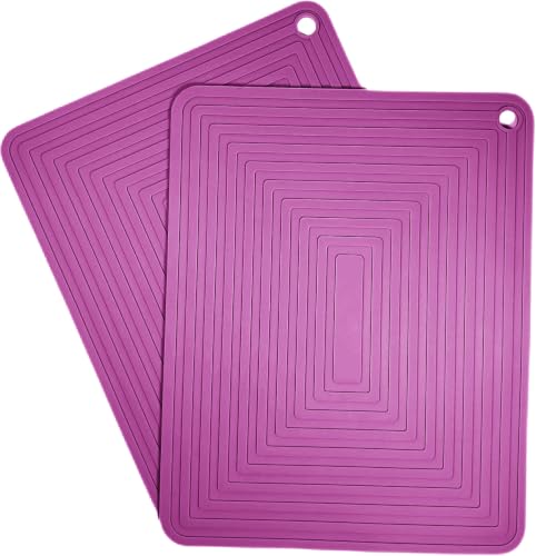 Purple Silicone Trivets Mats Set 2 for Hot Dishes (Purple)