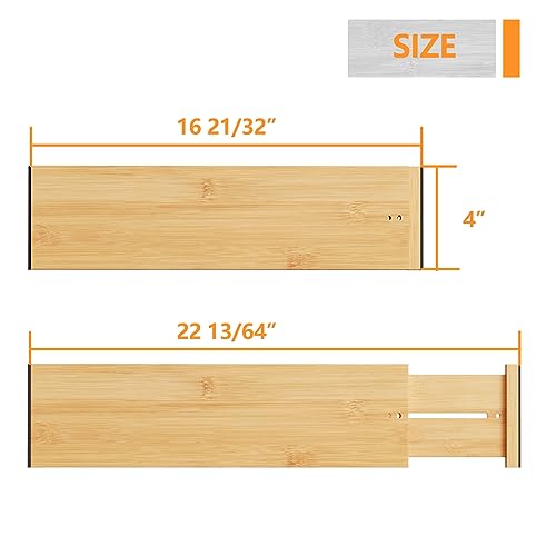 Bamboo Expandable Drawer Dividers (Natural / 4''H, 16.65''-22''L)