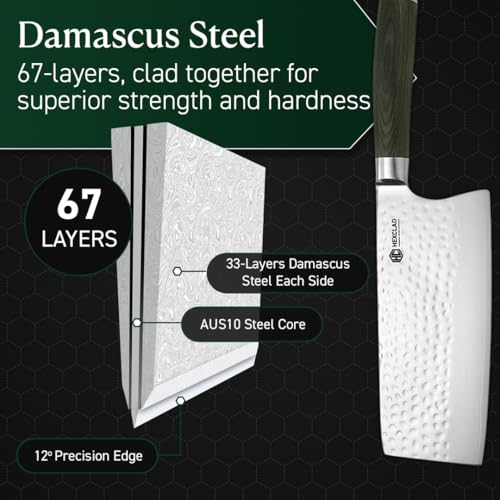 7" Japanese Damascus Stainless Steel Cleaver Knife