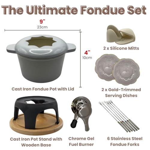 Cast Iron Fondue Set 15 (Ice Melt Blue)