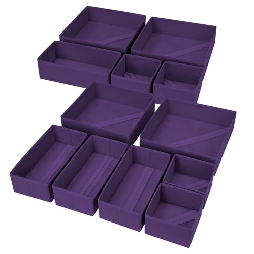 Drawer Organizer Clothes (Purple / 12 Pack)
