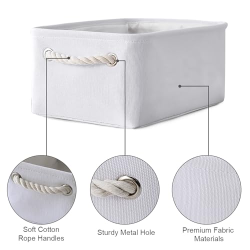 Storage Basket for Organizing (White Color / 6PCS/Small -11.8Lx7.9Wx5.2H)