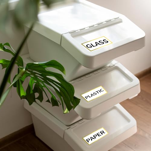 300 Golden Border Removable Freezer Labels Water Oil Resistant with Perforation Line for Food Containers Jars Pantry Organization (Gold-300 / 1” x 2”)