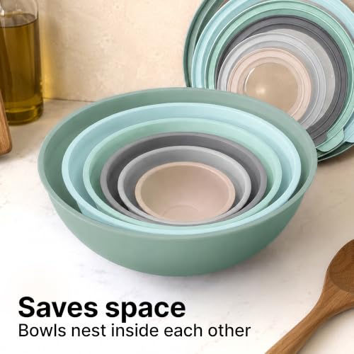 12 Piece Plastic Nesting Mixing Bowl Set (Mint)