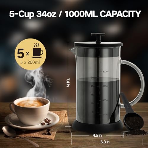 34 Ounce French Press Coffee Maker (Grey / 34 oz)