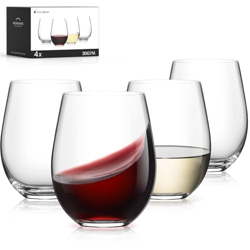 Stemless Wine Glasses Set of 4 (Set of 4-15oz)