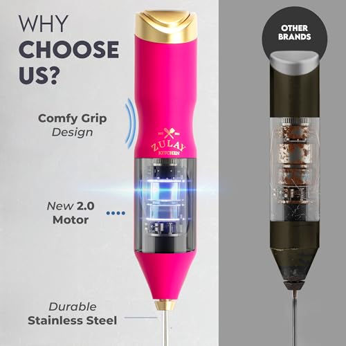 Powerful Frother Wand AA Batteries Included (Cute Pink / Majestic Frother)