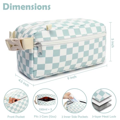 Freezable Snack Bag with Removable Ice Packs (with Ice Packs - Checkered Green)