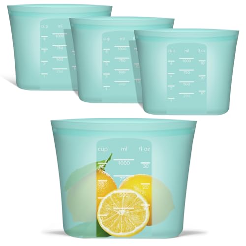 Reusable Freezer Bags Quart Size (Aqua | Small | 4 Pack)