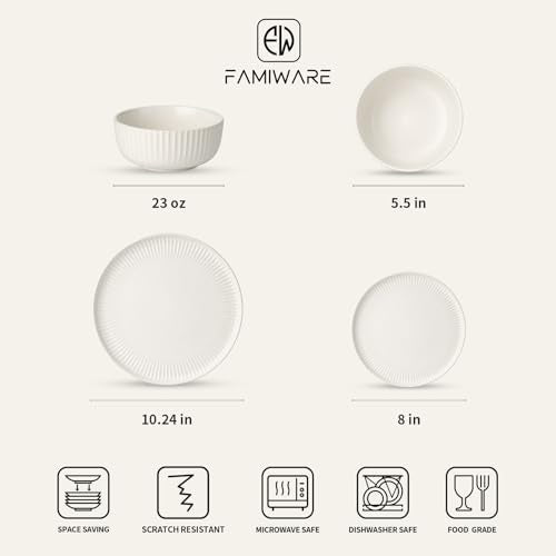 Stoneware Dinnerware Sets for 4 (Matte White / Service for 4)