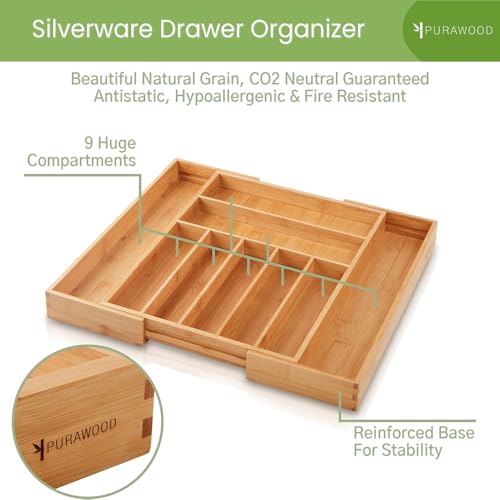 Bamboo Drawer Organizer (Natural / 9 Slot)