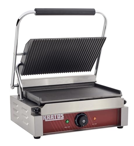 Commercial Panini Sandwich Grill Grooved Top w (Medium w/ Smooth & Grooved Plates)