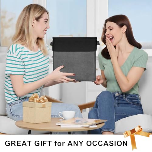 Collapsible Fabric Storage Cubes 11x11 Cube Storage Bins (Gray / Black / Cube - 11"x11"x11")