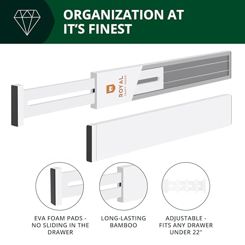 Bamboo Drawer Dividers Organizers (Large (up to 22") / White)