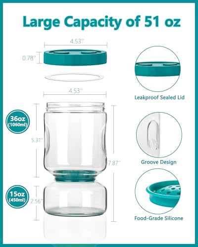 Pickle Jar with Strainer Flip (8-Peacock Blue / 51oz 1pc)