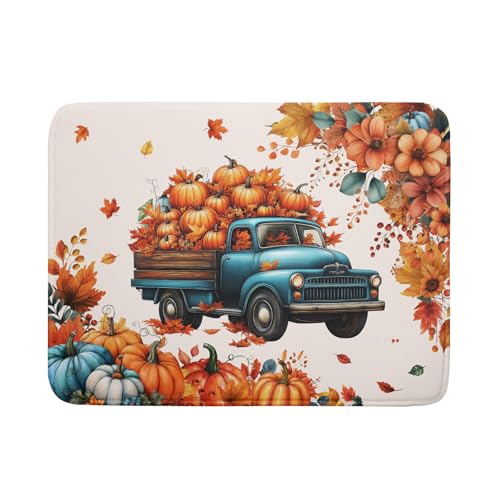 Fall Drying Mats for Kitchen Counter 18×24 Inch Autumn Truck Large Absorbent Microfiber Drying Pad Home Season Accessories (Fall Truck 605 / 24" x 18")