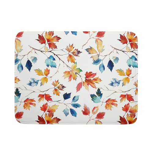 Autumn Leaf Dish Drying Mat Large Fall Colorful Leaves Absorbent Dish Drain Mats for Kitchen Counter (Autumn Leaf 606 / 24" x 18")